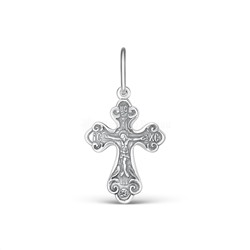 Крест православный из чернёного серебра - Спаси и сохрани 2,7 см