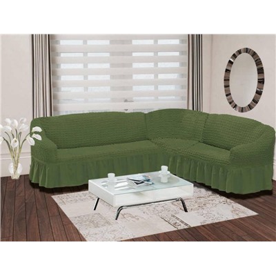 Чехол на диван угловой универсальный EVERY (Зеленый)