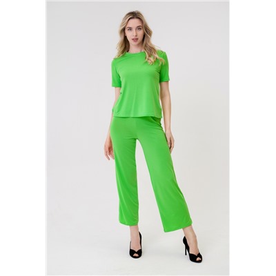 Костюм женский из футболки и брюк из вискозы Леопард неон зеленый