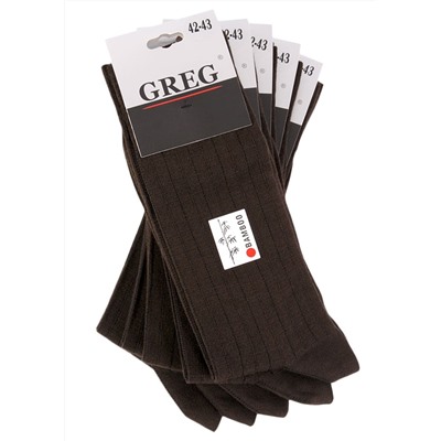 Носки мужские (в упаковке 5 пар) GREG G-12/06 т.коричневый
