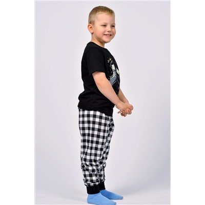 Пижама с брюками для мальчика 92210 Черный/черная клетка