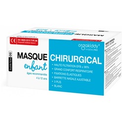 Orgakiddy Masque Chirurgical pour Enfant Haute Filtration EFB 98% 50 Masques